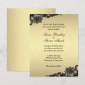 Gold Lace Wedding Uitnodiging (Voorkant / Achterkant)
