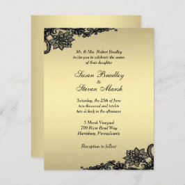 Gold Lace Wedding Uitnodiging