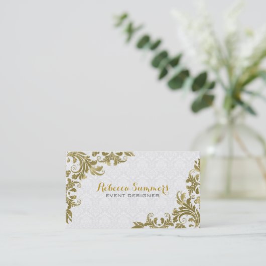 Gold Lace White Dammaskers Visitekaartje (Staand voorkant)