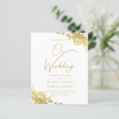 Gold Lace White Wedding Invitation Classic Elegant (Staand voorkant)