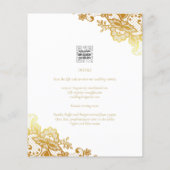 Gold Lace White Wedding Invitation Classic Elegant (Achterkant)