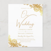 Gold Lace White Wedding Invitation Classic Elegant (Voorkant)