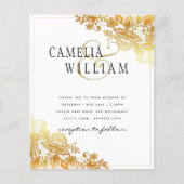 Gold Lace White Wedding Invitation Classic Elegant Flyer (Voorkant)