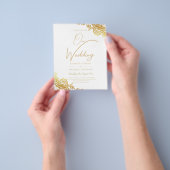 Gold Lace White Wedding Invitation Classic Elegant Flyer (Hand)