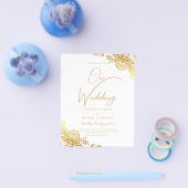 Gold Lace White Wedding Invitation Classic Elegant Flyer (Enkel)