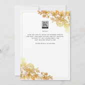 Gold Lace White Wedding Invitation Classic Elegant Kaart (Achterkant)