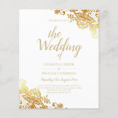 Gold Lace White Wedding Invitation Elegant Classic Flyer (Voorkant)