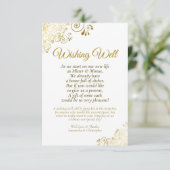 Gold Lace & White Wedding Wishing Well Poem Informatiekaartje (Staand voorkant)