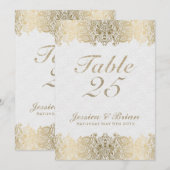 Gold Lace & White Weduwtable Number Kaart (Voorkant / Achterkant)