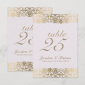 Gold Lace & White Weduwtable Number Kaart (Voorkant / Achterkant)