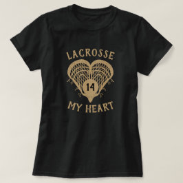 Gold Lacrosse My Heart T-Shirt