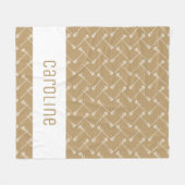 Gold Lacrosse White Sticks gepatterd Fleece Deken (Voorkant (Horizontaal))