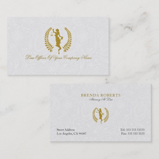 Gold Lady Justice badge Advocaat Visitekaartje (Voorkant / Achterkant)