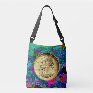 GOLD LADY LIBERTY COIN 2017 CROSSBODY TAS