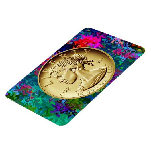 GOLD LADY LIBERTY COIN MAGNEET (Linkerzijde)