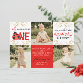 Gold Ladybug 3 foto verjaardag uitnodiging