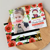 Gold Ladybug Waterverf First Birthday Foto Kaart