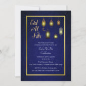 Gold Lamp op Blue Damask | Eid Al Fitr Kaart (Voorkant)