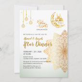 Gold Lantern Islamic Pattern Ramadan Iftar Kaart (Voorkant)