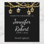 Gold Lantern-lampjes op het label voor zwarte brui Wijn Etiket (Enkel label)