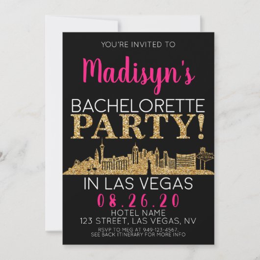Gold Las Vegas Bachelorette Party Itinerary en Kaart (Voorkant)
