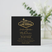 Gold Las Vegas Fabulous Destination Square Wedding Kaart (Staand voorkant)