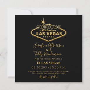 Gold Las Vegas Fabulous Destination Square Wedding Kaart