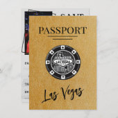 Gold Las Vegas Passport Bewaar de datum Save The Date (Voorkant / Achterkant)