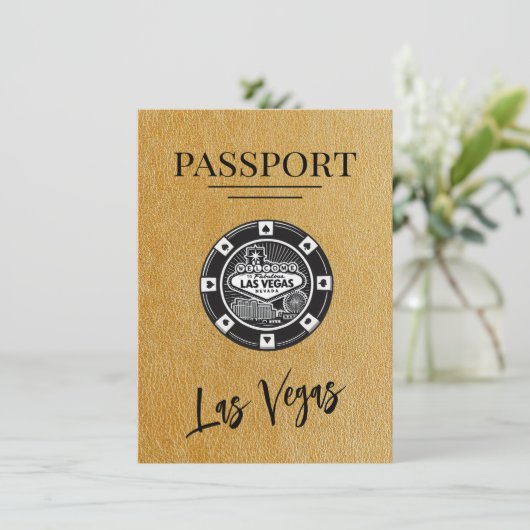 Gold Las Vegas Passport Bewaar de datum Save The Date (Staand voorkant)