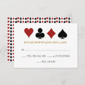 Gold Las Vegas Poker Kaart Suits Wedding RSVP (Voorkant / Achterkant)