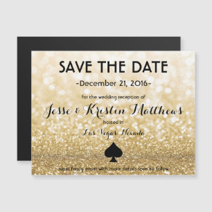 Gold Las Vegas Save the Date (Glam/Classy) Magnetische Uitnodiging