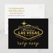 Gold Las Vegas Sign Wedding RSVP Response Briefkaa Aankondigingskaart (Voorkant / Achterkant)