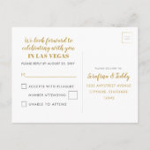 Gold Las Vegas Sign Wedding RSVP Response Briefkaa Aankondigingskaart (Achterkant)