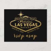 Gold Las Vegas Sign Wedding RSVP Response Briefkaa Aankondigingskaart (Voorkant)