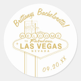 Gold Las Vegas Sign Weduwschap Welkom Bachelorette Ronde Sticker