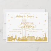 Gold Las Vegas Skyline Wedding Invitation Kaart (Voorkant)