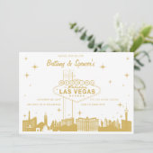 Gold Las Vegas Skyline Wedding Invitation Kaart (Staand voorkant)
