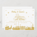 Gold Las Vegas Skyline Wedding Invitation Kaart<br><div class="desc">Pas de kleur en de doopvonten evenals de kleur van grafisch aan. Originele vectorillustratie door Becky Nimoy</div>