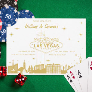Gold Las Vegas Skyline Wedding Invitation Kaart