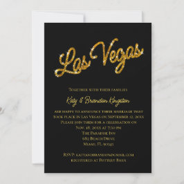 Gold Las Vegas Sparkles Post Wedding Invitation Kaart