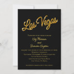 Gold Las Vegas Sparkles Wedding Invitation Kaart<br><div class="desc">Deze Las Vegas Wedding Invitation is geaccentueerd met sparkly gold type op een zwarte achtergrond, waardoor het perfect is voor een bestemmingsbruiloft in Las Vegas. Het maakt deel uit van het Gold Las Vegas Sparkles Wedding Collectie. Als extra coördinerende punten nodig zijn, enkel contacteer ons bij prettyfancyinvites@gmail.com met uw verzoek....</div>