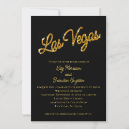Gold Las Vegas Sparkles Wedding Invitation Kaart