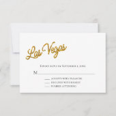 Gold Las Vegas Sparkles Wedding RSVP Kaart (Voorkant)