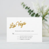 Gold Las Vegas Sparkles Wedding RSVP Kaart (Staand voorkant)