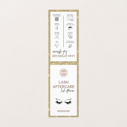 Gold Lash Aftercare Instructies Minimalistische Lo Visitekaartje (Buitenkant ongevouwen)