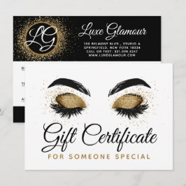 Gold Lash Brow Bar Beauty Gift Certificate Kaart