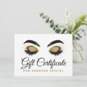 Gold Lash Brow Bar Beauty Gift Certificate Kaart (Staand voorkant)