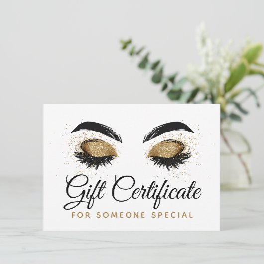 Gold Lash Brow Bar Beauty Gift Certificate Kaart (Staand voorkant)