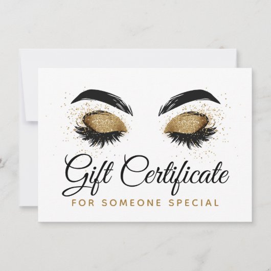 Gold Lash Brow Bar Beauty Gift Certificate Kaart (Voorkant)