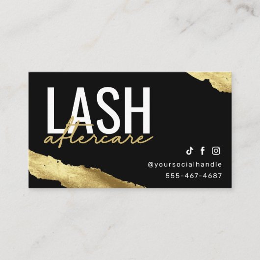 Gold Lash Extensions Aftercare Card Visitekaartje (Voorkant)